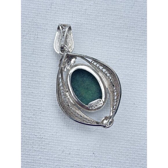 Vintage Jade Pendant Signed Sorrento - Sterling Silver - Picture 5 of 7